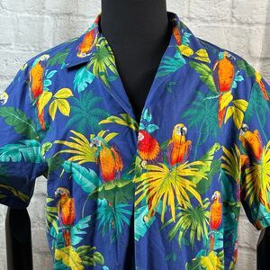 RJC Jungle Birds Parrots Macaws Mens Hawaiian Shirt XL Aloha Friday Made USA Vtg